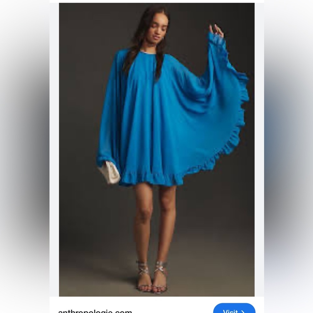 Anthropologie Mac Duggal Long-Sleeve High-Neck Mini Cape Dress Size 6